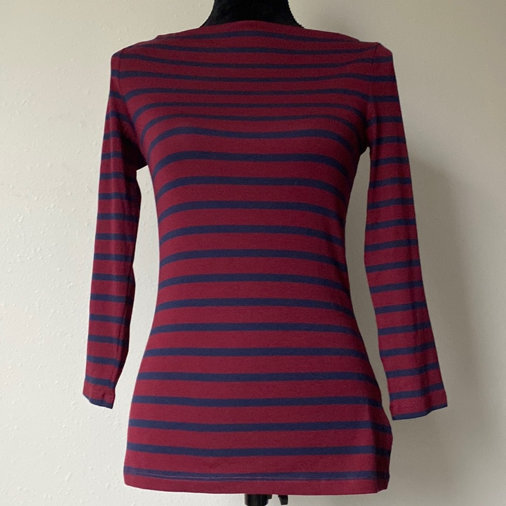 Red + Blue Striped 3/4 Sleeve Top - Old Navy
